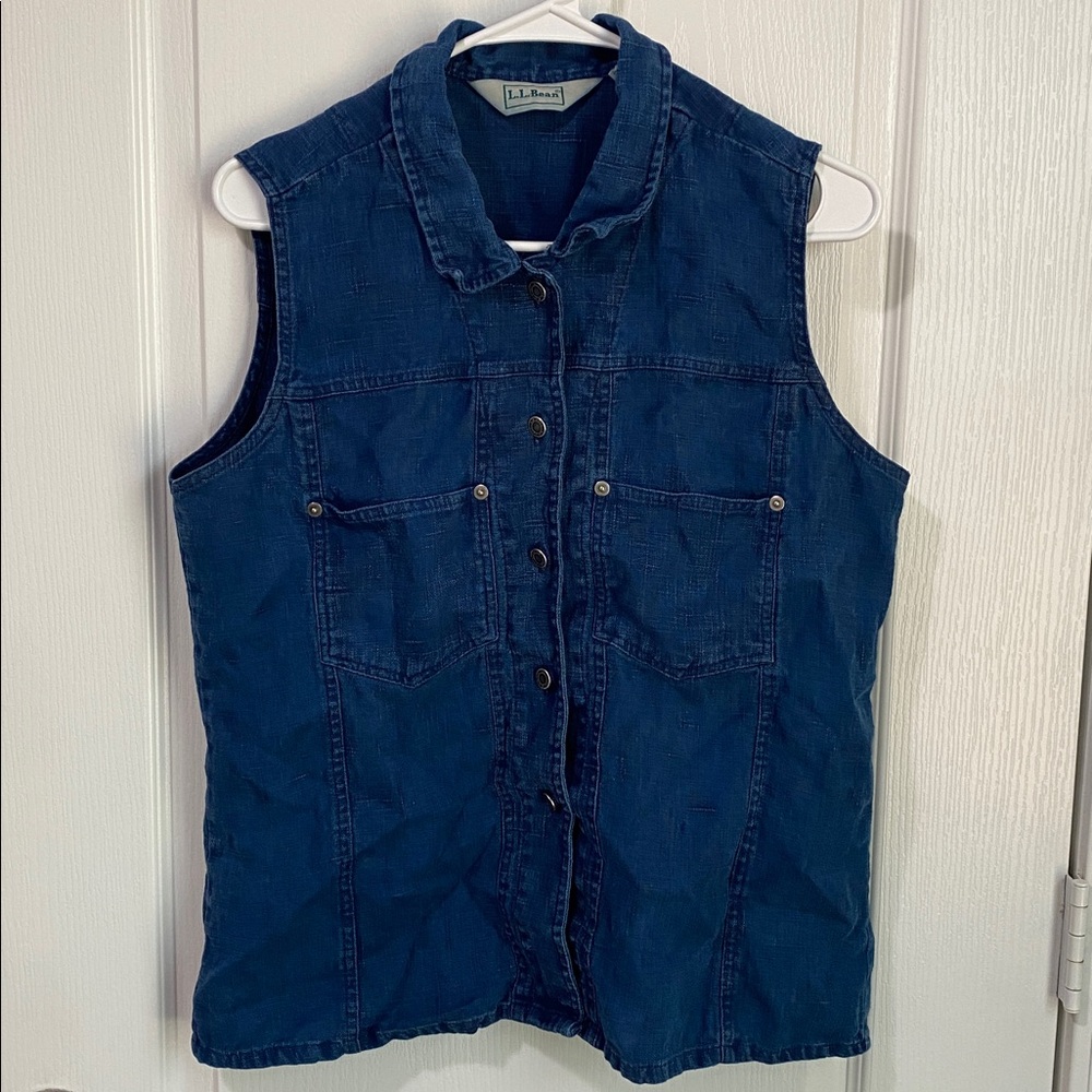Vintage 90's L.L. Bean‎ Sleeveless Utility Button Up Collared Vest/Top